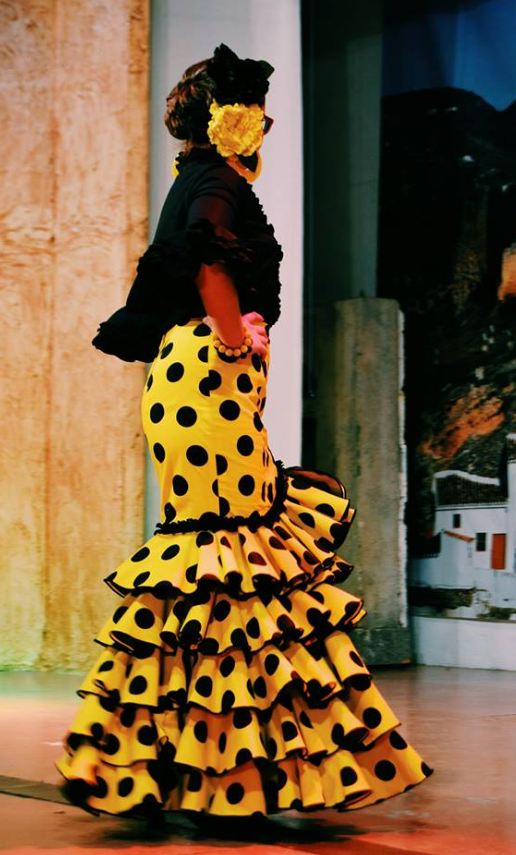 Rociera Skirt in Yellow with Black Polka Dots. Mod. Zambra